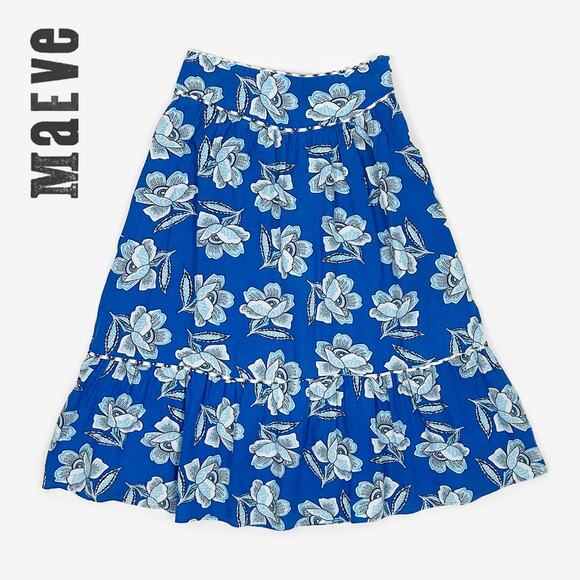 Maeve by Anthropologie Alyssa Midi Skirt Size 6 Blue Floral Boho Resort Summer - Picture 9 of 9